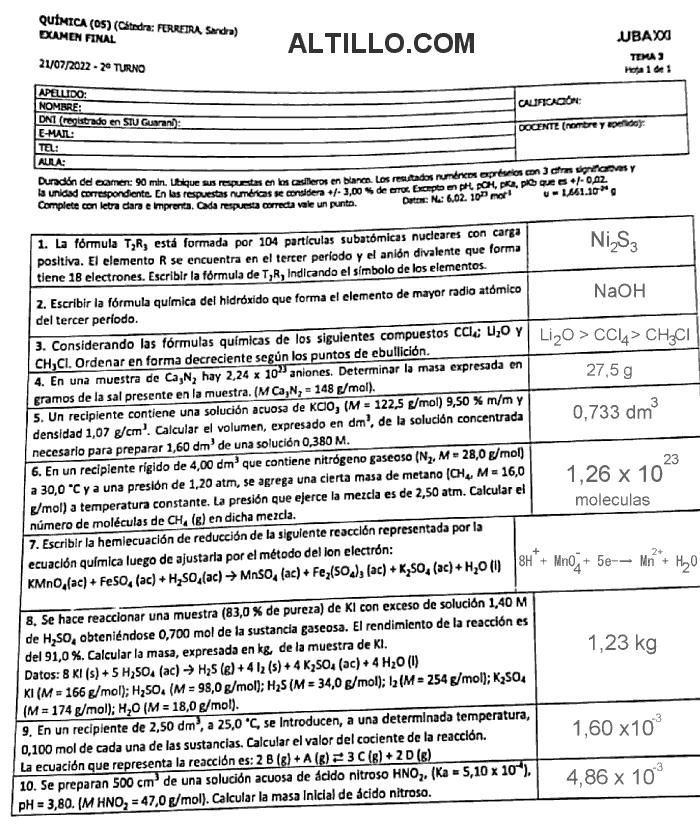 Final B | Química (2022) | UBA XXI